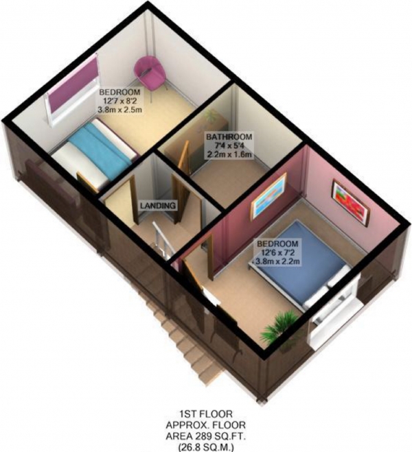 Floor Plan for 2 Bedroom End of Terrace House for Sale in Grendon Drive, Strawberry Fields, CV21, 1UB -  &pound135,000