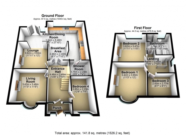 Floor Plan Image for 4 Bedroom Property for Sale in Himley Crescent, Wolverhampton