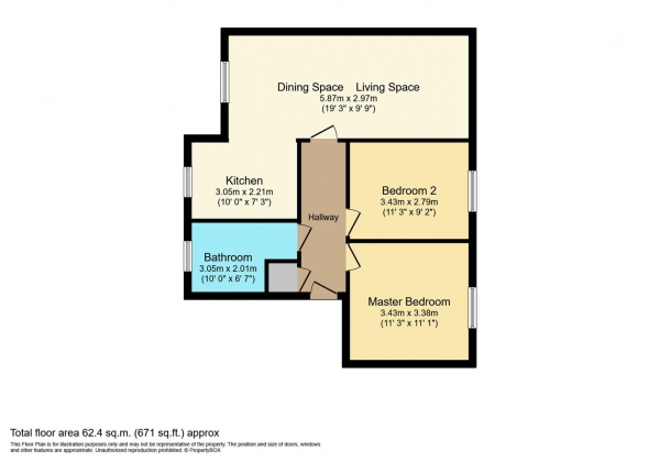 Floor Plan for 2 Bedroom Flat for Sale in Flaxdown Gardens, Rugby, CV23, 0GX - Offers Over &pound132,000