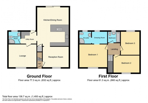 Floor Plan for 3 Bedroom Property for Sale in Earlstone Crescent, Bristol, BS30, 8AA - Guide Price &pound335,000