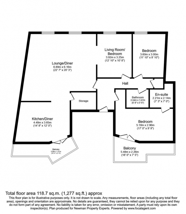 Floor Plan for 2 Bedroom Apartment for Sale in Woolmonger Street, Northampton, NN1, 1PB - Offers Over &pound230,000