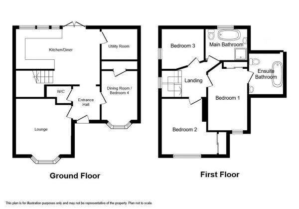 Floor Plan for 4 Bedroom Property for Sale in Elliott Road, March, PE15, 8BL - Guide Price &pound300,000