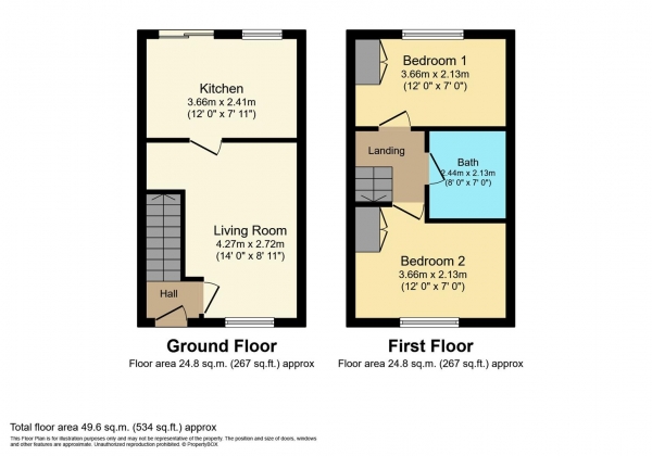 Floor Plan Image for 2 Bedroom End of Terrace House for Sale in Nayler Close, Rugby