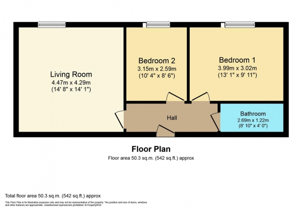 Floor Plan for 2 Bedroom Apartment for Sale in Drury Lane, Rugby, CV21, 3DA - Guide Price &pound140,000