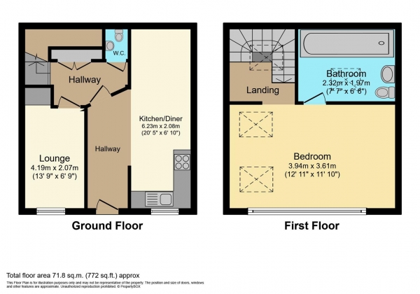 Floor Plan Image for 1 Bedroom Property for Sale in Moss Mews, Bristol