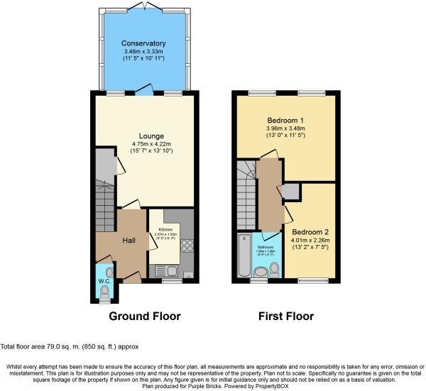 Floor Plan Image for 2 Bedroom Property for Sale in Flatford Close, Corby