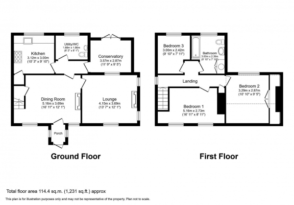 Floor Plan Image for 3 Bedroom Property for Sale in Caritas Cottage, Draycote, Rugby