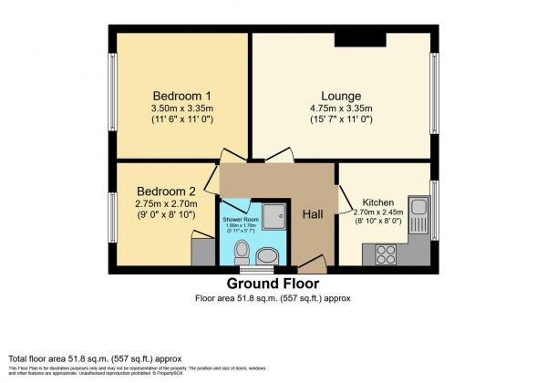 Floor Plan Image for 2 Bedroom Property for Sale in Isebrook Court, Burton Latimer, Kettering