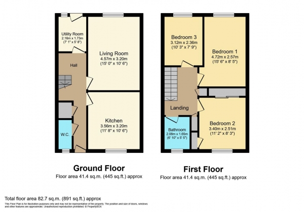 Floor Plan Image for 3 Bedroom Terraced House for Sale in Lea Crescent, Rugby