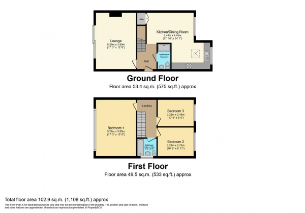 Floor Plan Image for 3 Bedroom Semi-Detached House for Sale in Honey Hill Road, Bristol