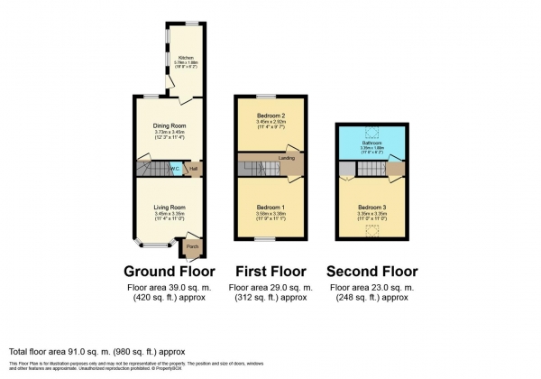 Floor Plan Image for 3 Bedroom Terraced House for Sale in School Street, Wolston, Coventry