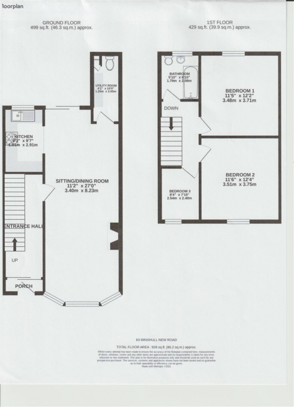 Floor Plan Image for 3 Bedroom Property for Sale in Minshull New Road, Crewe