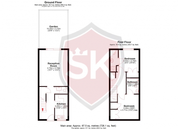 Floor Plan for 2 Bedroom Terraced House for Sale in Archdale Place, New Malden, KT3, 3RW - Guide Price &pound475,000