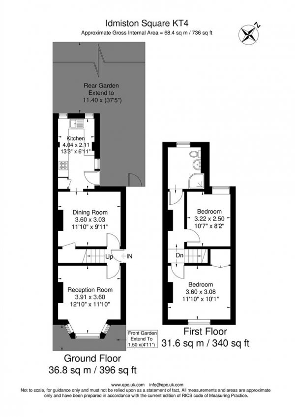 Floor Plan Image for 2 Bedroom End of Terrace House for Sale in Idmiston Square, Worcester Park