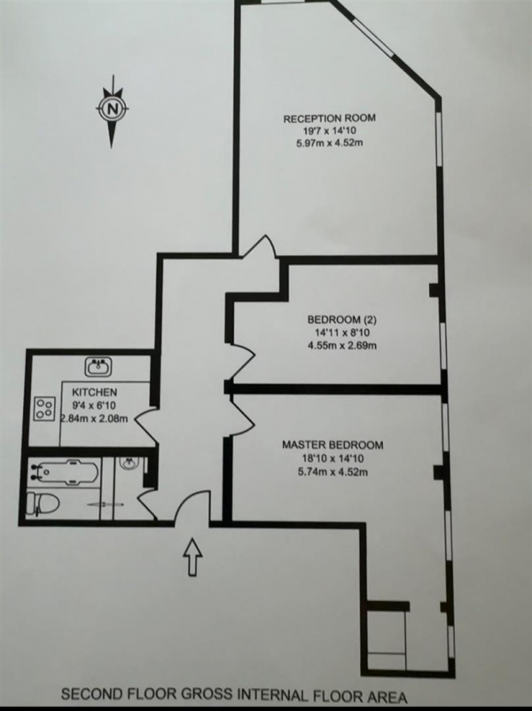 Floor Plan Image for 2 Bedroom Apartment for Sale in Malden Road, New Malden