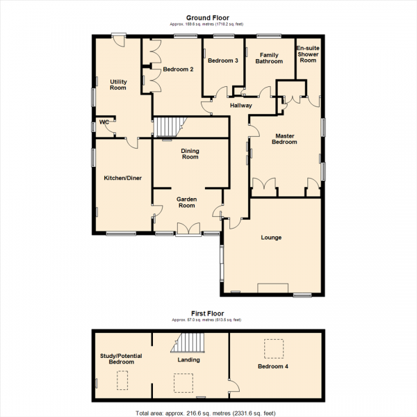 Floor Plan for 4 Bedroom Detached Bungalow for Sale in Leeds Road, Kippax, Leeds, LS25, 7HP -  &pound490,000