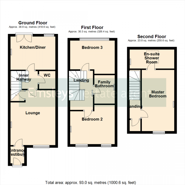 Floor Plan Image for 3 Bedroom Terraced House for Sale in Daisy Bank Avenue, Micklefield, Leeds