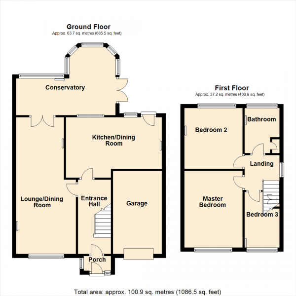 Floor Plan for 3 Bedroom Detached House for Sale in Church Avenue, Swillington, Leeds, LS26, 8QH -  &pound300,000