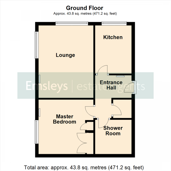 Floor Plan Image for 1 Bedroom Flat for Sale in Woodlands Court, Kippax, Leeds