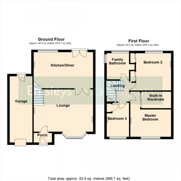 Floor Plan for 3 Bedroom Detached House for Sale in Whitehouse Avenue, Great Preston, Leeds, LS26, 8BW -  &pound330,000