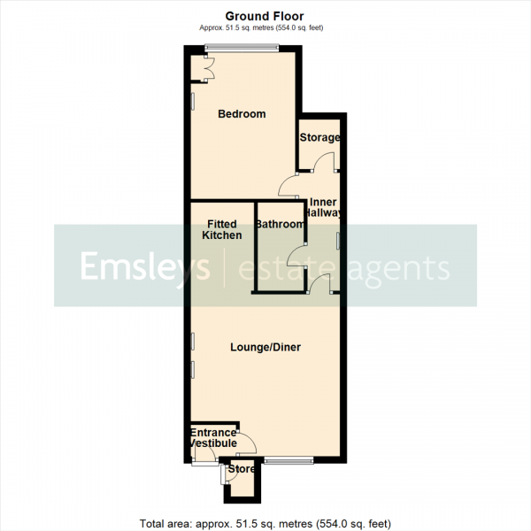 Floor Plan for 1 Bedroom Flat for Sale in St Johns Walk, Astley Lane, Swillington. Leeds, LS26, 8GY -  &pound130,000