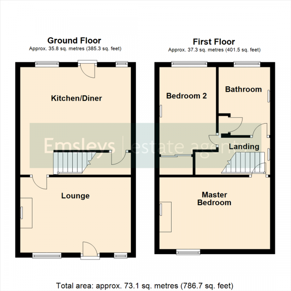 Floor Plan Image for 2 Bedroom Terraced House for Sale in Strawberry Avenue, Garforth, Leeds