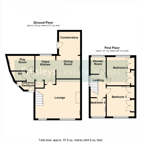 Floor Plan for 3 Bedroom Semi-Detached House for Sale in Earlswood Crescent, Leeds, LS25, 7JQ -  &pound258,000