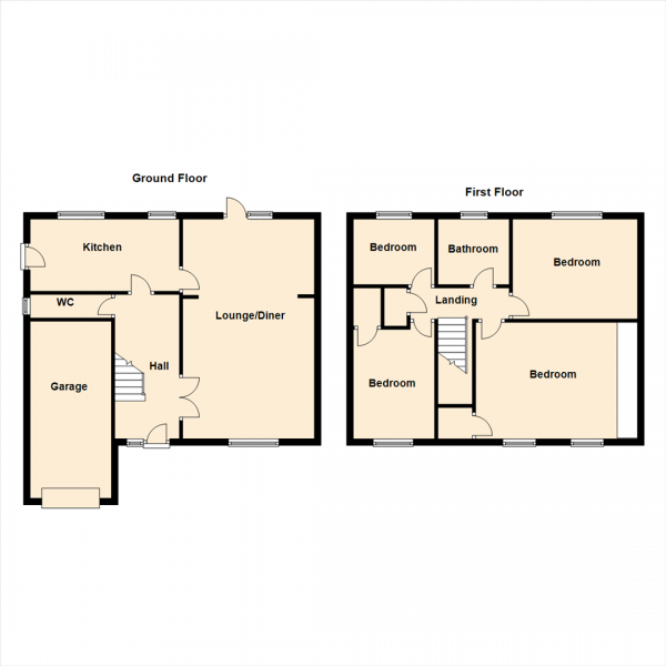 Floor Plan for 4 Bedroom Detached House for Sale in Sandgate Drive, Kippax, Leeds, LS25, 7QS -  &pound365,000