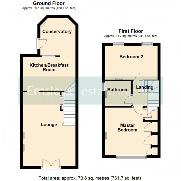 Floor Plan for 2 Bedroom Semi-Detached House for Sale in Oxford Drive, Kippax, Leeds, LS25, 7JE -  &pound220,000