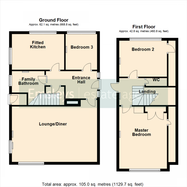 Floor Plan for 3 Bedroom Detached Bungalow for Sale in Great North Road, Micklefield. Leeds, LS25, 4AQ -  &pound290,000