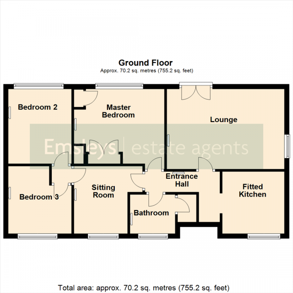 Floor Plan Image for 3 Bedroom Detached Bungalow for Sale in Lincoln Walk, Kippax, Leeds