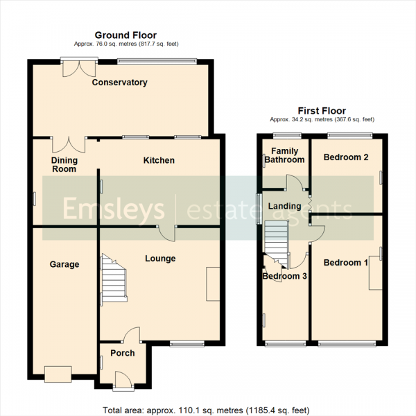 Floor Plan Image for 3 Bedroom Semi-Detached House for Sale in Rowan Place, Garforth. Leeds