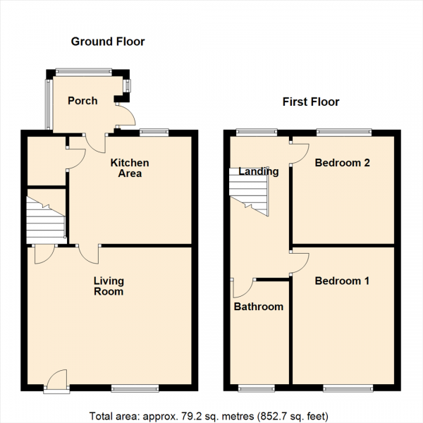 Floor Plan for 2 Bedroom Terraced House for Sale in Fenton Street, Tingley, Wakefield, WF3, 1RJ -  &pound190,000