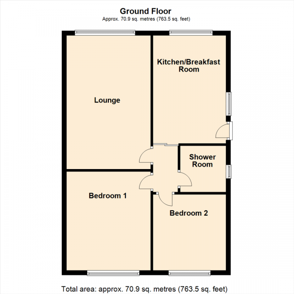 Floor Plan Image for 2 Bedroom Semi-Detached Bungalow for Sale in Elmroyd, Rothwell, Leeds