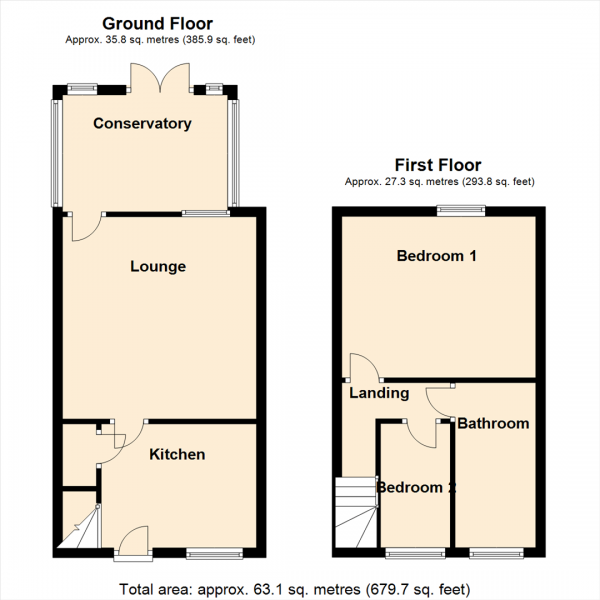 Floor Plan for 2 Bedroom Cottage for Sale in Copley Lane, Robin Hood, Wakefield, WF3, 3AA -  &pound185,000