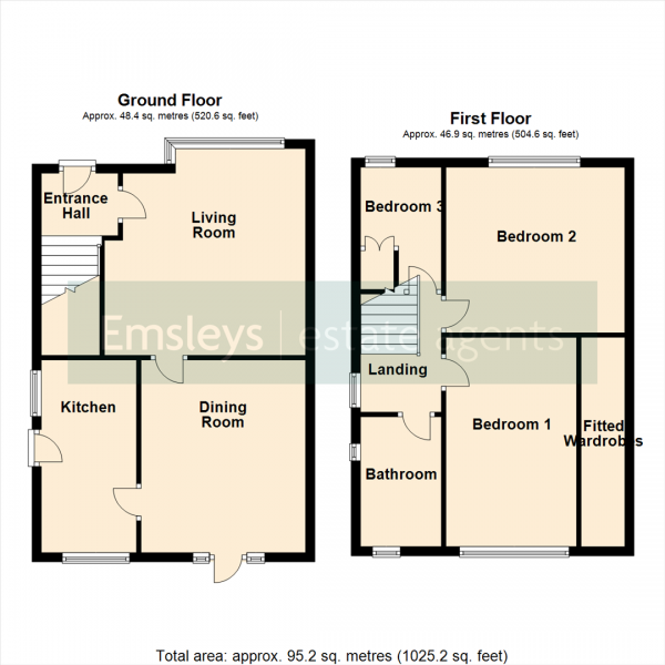 Floor Plan for 3 Bedroom Semi-Detached House for Sale in Wood Lane, Rothwell, Leeds, LS26, 0PY -  &pound260,000