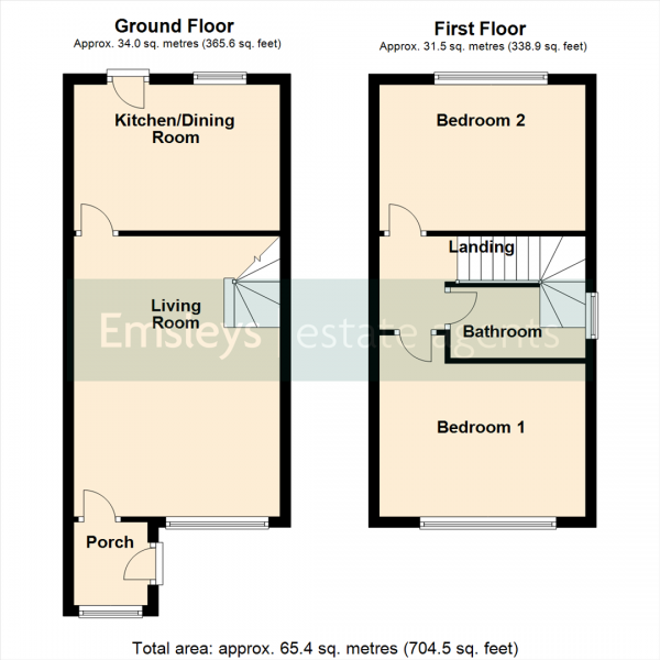 Floor Plan for 2 Bedroom Semi-Detached House for Sale in Haighside Way, Rothwell, Leeds, LS26, 0UG - Guide Price &pound230,000