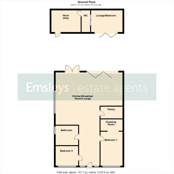 Floor Plan for 2 Bedroom Semi-Detached Bungalow for Sale in The Oval, Rothwell, Leeds, LS26, 0EL -  &pound350,000