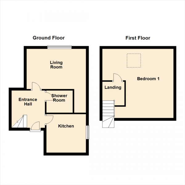 Floor Plan for 1 Bedroom Apartment for Sale in Whingate, Leeds, LS12, 3UH -  &pound49,000