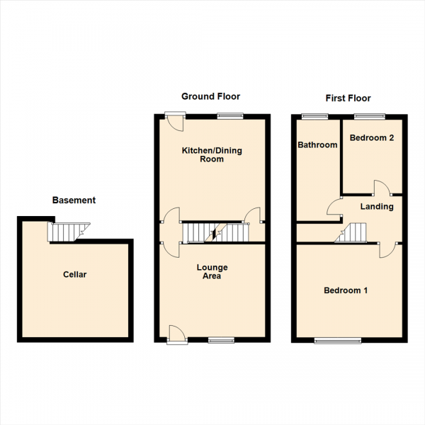 Floor Plan for 2 Bedroom Terraced House for Sale in Aberford Road, Oulton, Leeds, LS26, 8SL -  &pound130,000