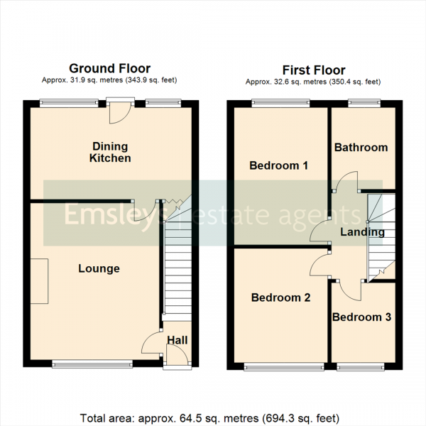 Floor Plan Image for 3 Bedroom Semi-Detached House for Sale in Knightsway, Robin Hood, Wakefield