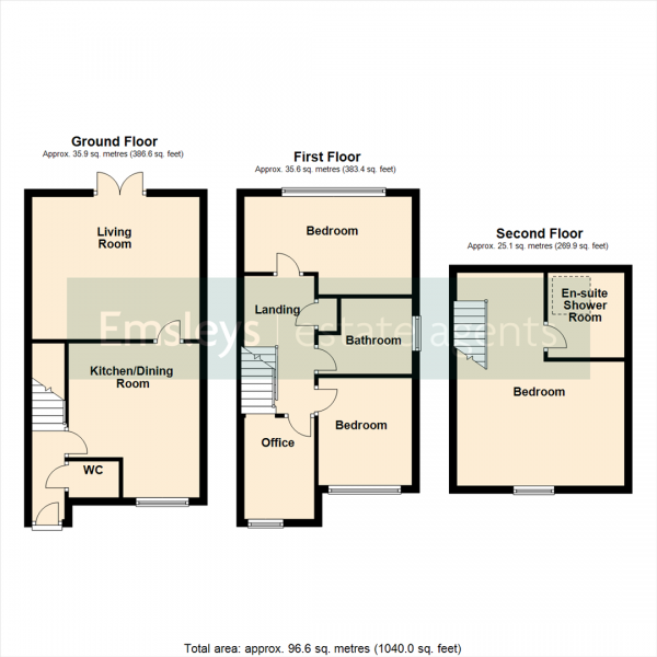 Floor Plan Image for 3 Bedroom Semi-Detached House for Sale in Brandling Crescent, Leeds