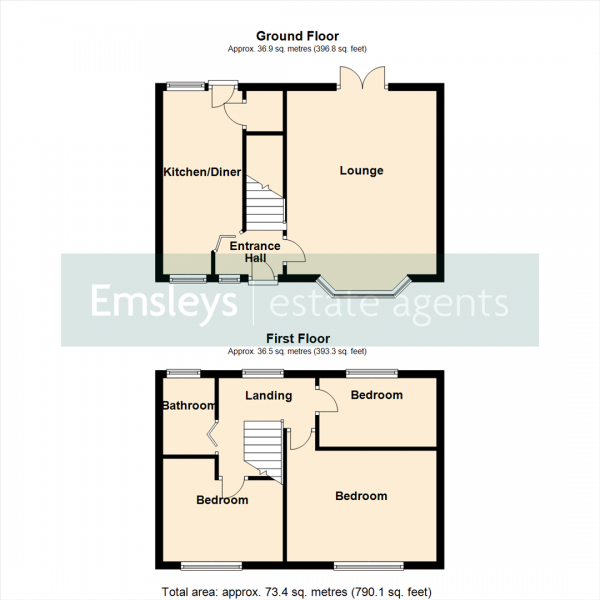 Floor Plan for 3 Bedroom Town House for Sale in Second Avenue, Rothwell, Leeds, LS26, 0JU -  &pound150,000