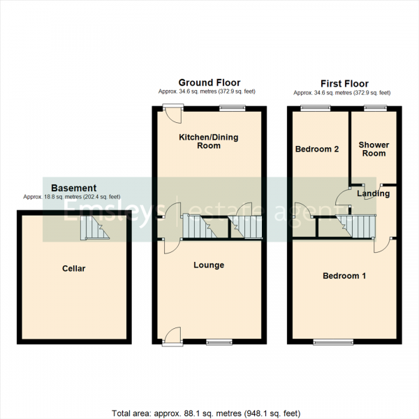 Floor Plan Image for 2 Bedroom Terraced House for Sale in Meynell Avenue, Rothwell, Leeds