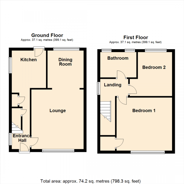 Floor Plan Image for 2 Bedroom Semi-Detached House for Sale in Langdale Road, Leeds