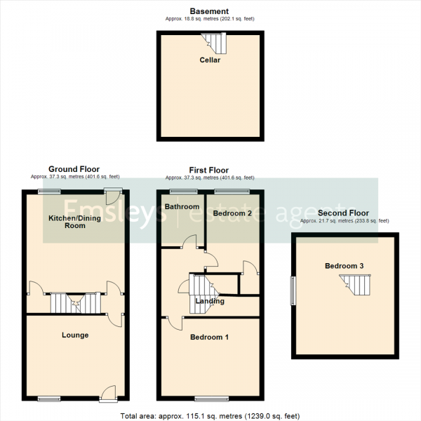 Floor Plan Image for 3 Bedroom Terraced House for Sale in Bernard Street, Woodlesford, Leeds