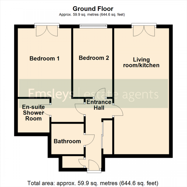 Floor Plan Image for 2 Bedroom Apartment for Sale in Fenton Place, New Forrest Village, Leeds