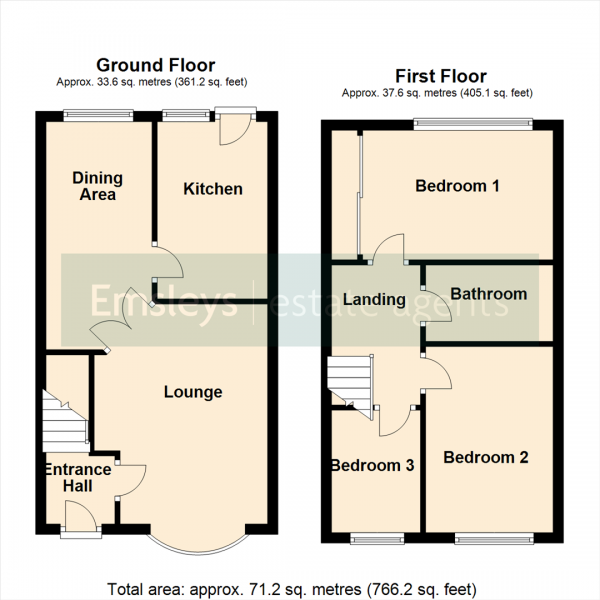 Floor Plan Image for 3 Bedroom Town House for Sale in Gainsborough Way, Stanley, Wakefield