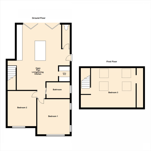 Floor Plan Image for 3 Bedroom Semi-Detached Bungalow for Sale in Kelmscott Gardens, Leeds