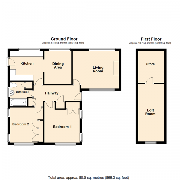 Floor Plan Image for 2 Bedroom Detached Bungalow for Sale in Milton Drive, Scholes, Leeds